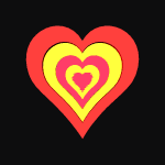 Gif animé coeur jaune et rouge